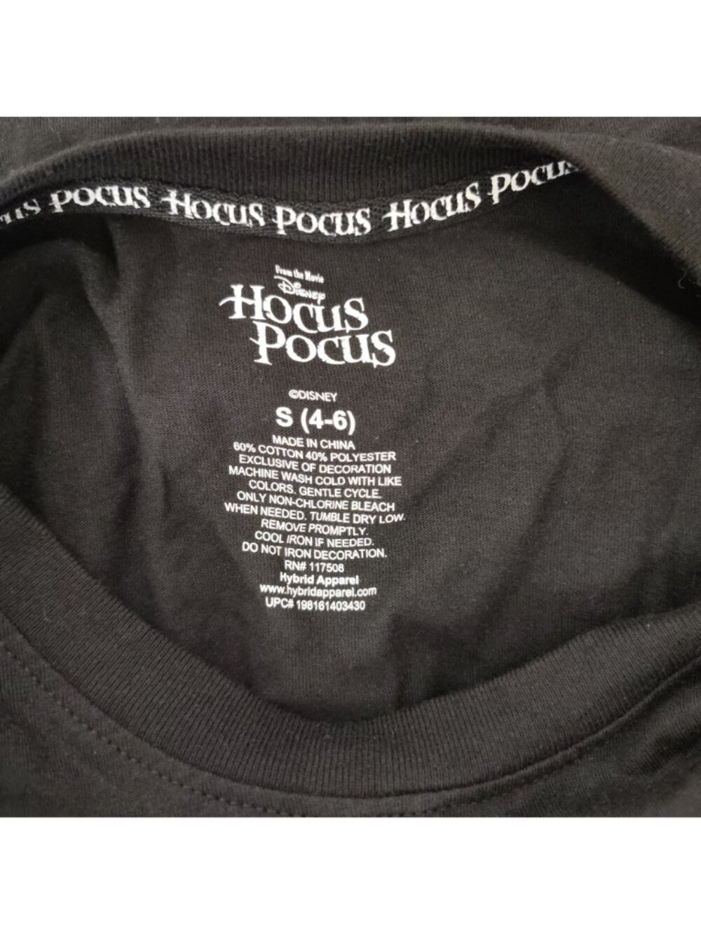 Disney Misses S (4-6) Hocus Pocus The Sisters Three Black Short Sleeve T-Shirt - Picture 4 of 6